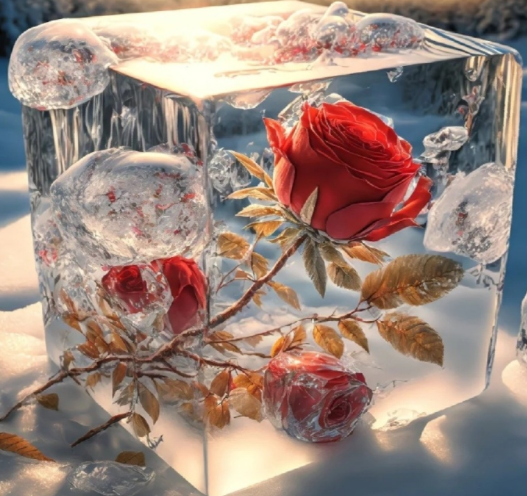 新浪微博摄影博主发布的冰封玫瑰太美了！