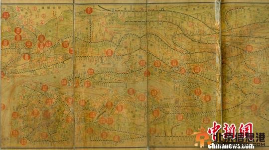 日本印制的中国地图正面的部分地图。 王振平 摄