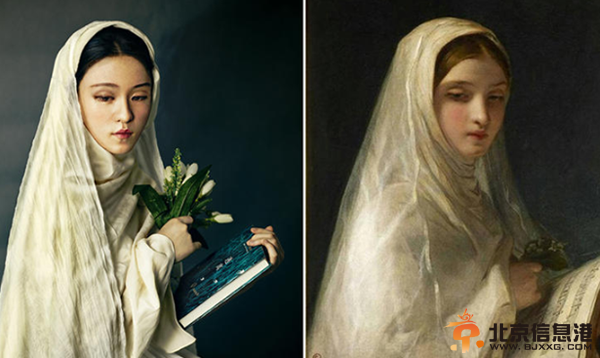 北大女生仿名画拍读书图 知性优雅之美