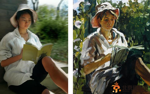 北大女生仿名画拍读书图 知性优雅之美