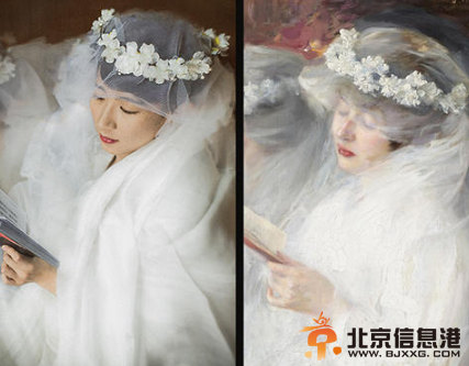 北大女生仿名画拍读书图 知性优雅之美