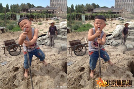 组图:4岁工地萌娃忘情歌唱走红 网友赞秒杀张曼玉 