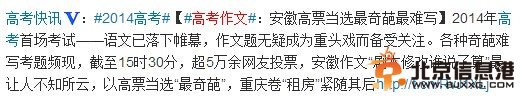 明星押中高考作文!2014高考作文宋丹丹钟汉良韩寒郭德纲集体