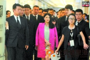 李湘怀二胎排场大多位保安护送其出入（图）