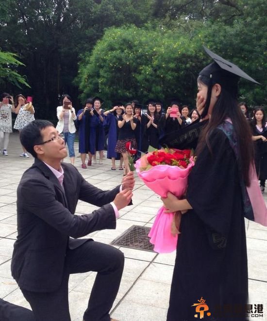 厦门大学一女生拍毕业照被学弟现场求婚 
