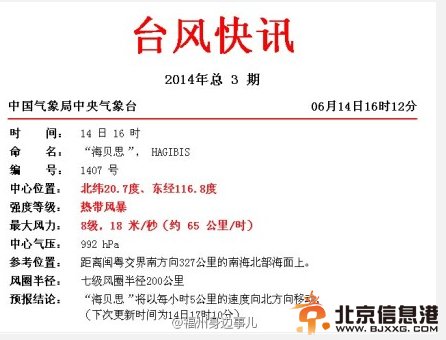 今年第七号台风“海贝思”诞生 或将登录福建