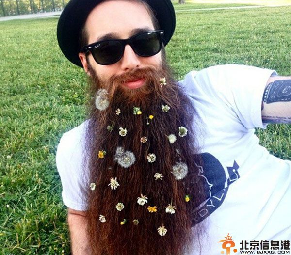另类男人胡子插花照片 花胡子画面太美看着看着都醉了