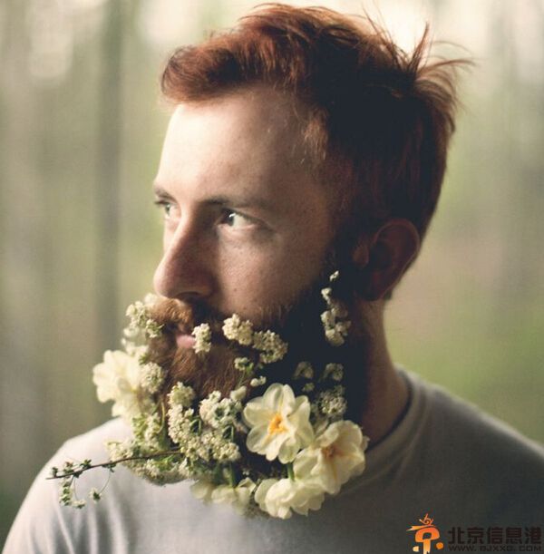 另类男人胡子插花照片 花胡子画面太美看着看着都醉了