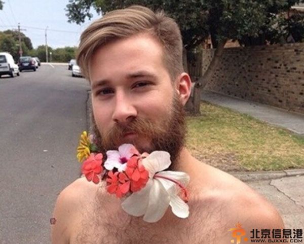 另类男人胡子插花照片 花胡子画面太美看着看着都醉了