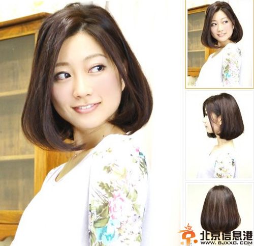 中分梨花头发型图片 俏皮梨花头也能搭配中分女神范儿