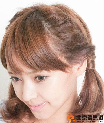 韩式双马尾发型扎法步骤图解 俏皮少女系列