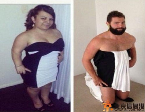 澳大利Jarrod Allen模仿女生照片 原图模仿图对比