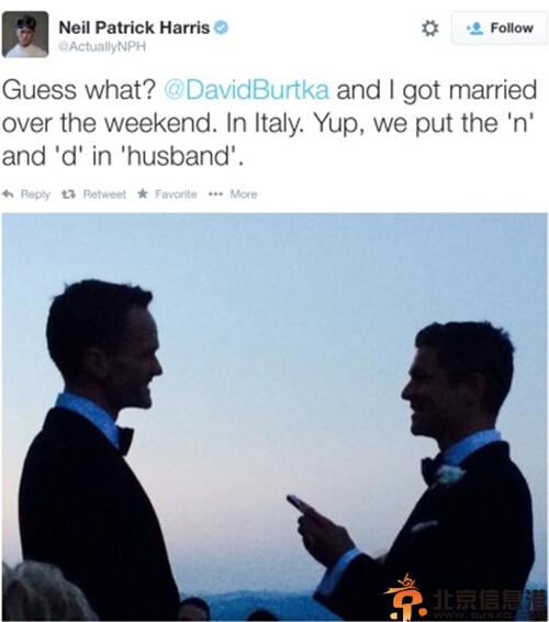 Neil Patrick Harris个人资料 上周与男友完婚