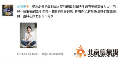 刘若英微博承认怀孕 其老公钟小江个人资料热议