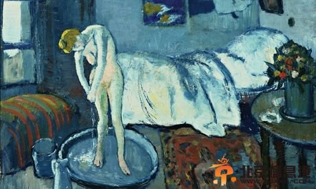 毕加索作品现画中画 蓝色房间里<a href='http://www.bjxxg.cn/health/liangxing/' target='_blank'><u>女人</u></a>沐浴图暗藏神秘男子肖像【分析图】