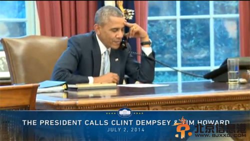 奥巴马致电邓普西和霍华德(<a href='http://www.bjxxg.cn/ent/dianshi/' target='_blank'><u>电视</u></a>截屏)