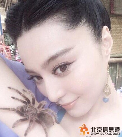 范冰冰晒与蜘蛛“亲密”照 网友:蜘蛛精转世
