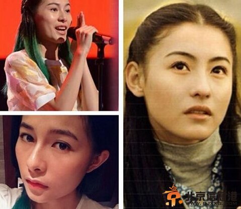 中国好声音王凯琪和张柏芝对比照