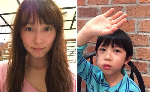 阔太胡静带帅儿外出就餐 素颜出镜被赞真美女