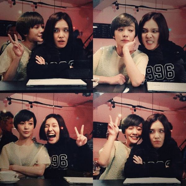 郭采洁与Hold姐搞怪四连拍 女神一秒变女神经