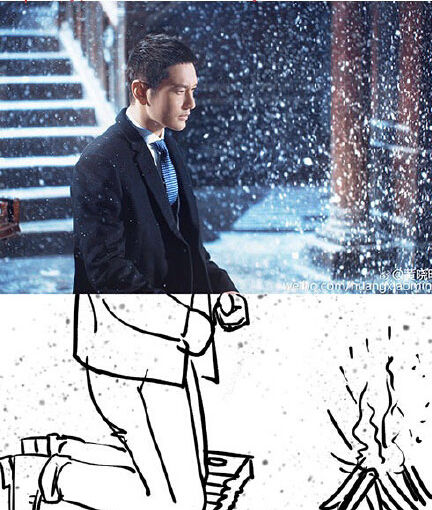 黄晓明自发恶搞跪键盘图