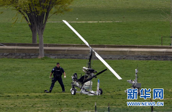 一架旋翼直升机突降美国国会 飞行员被捕 